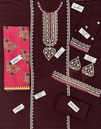 COCO PREMIUM ZARA SHAHJAHAN DHANAK 3PC EMBROIDERED SUIT