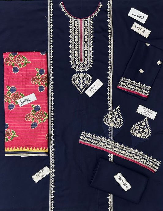COCO PREMIUM ZARA SHAHJAHAN DHANAK 3PC EMBROIDERED SUIT