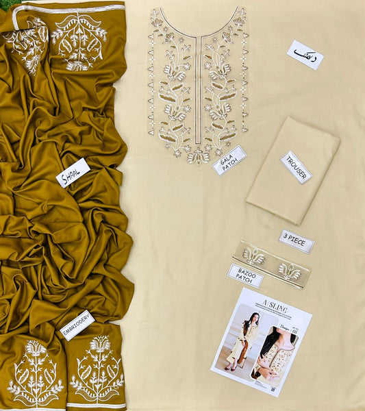 PREMIUM AISLING DHANAK 3PC EMBROIDERED SUIT