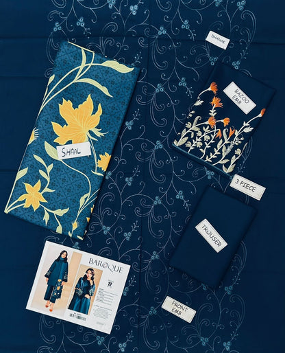 BAROQUE PREMIUM EMBROIDERED DHANAK UNSTITCHED 3PC SUIT