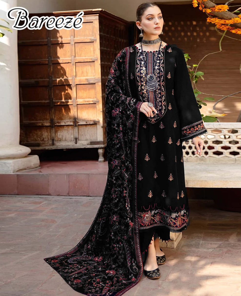 BAREEZE PREMIUM EMBROIDERED DHANAK UNSTITCHED 3PC SUIT