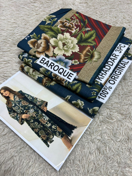 PREMIUM BAROQUE KHADDAR 3 PIECEC SUIT