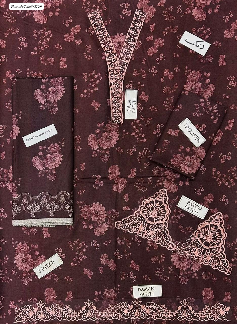 BAROQUE | DHANAK 3 PIECE DIGITAL PRINT UNSTITCHED WINTER SUIT