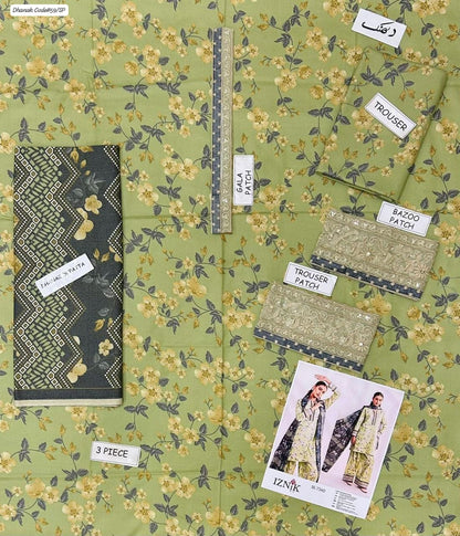 IZNIK | DHANAK 3 PIECE DIGITAL PRINT UNSTITCHED WINTER SUIT