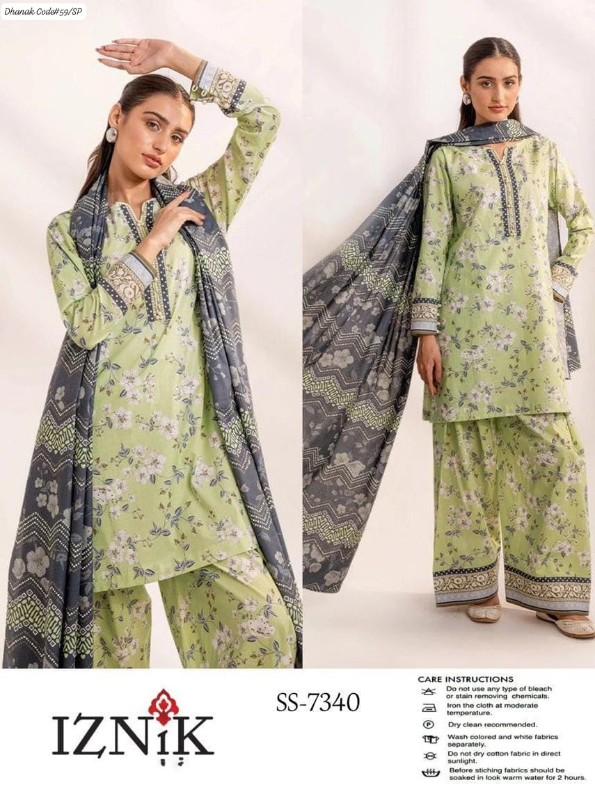 IZNIK | DHANAK 3 PIECE DIGITAL PRINT UNSTITCHED WINTER SUIT