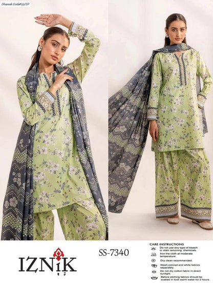 IZNIK | DHANAK 3 PIECE DIGITAL PRINT UNSTITCHED WINTER SUIT