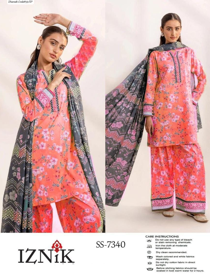IZNIK | DHANAK 3 PIECE DIGITAL PRINT UNSTITCHED WINTER SUIT