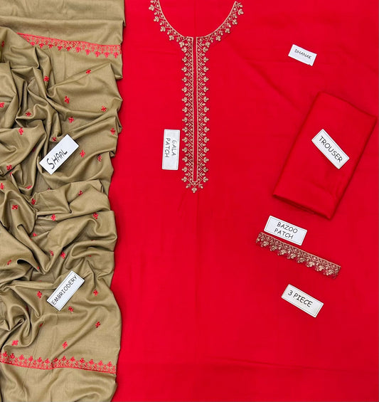 AISLING PREMIUM EMBROIDERED DHANAK UNSTITCHED 3PC SUIT