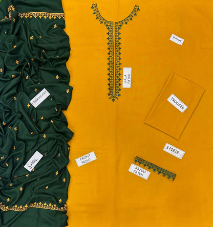 AISLING PREMIUM EMBROIDERED DHANAK UNSTITCHED 3PC SUIT