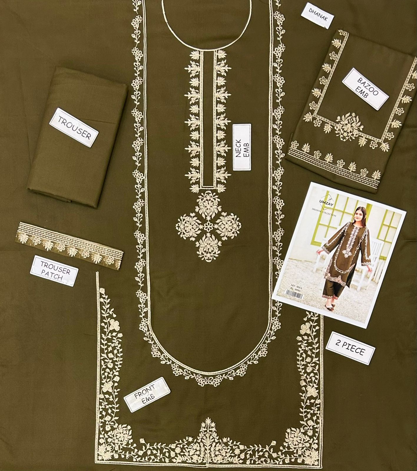 UMZAY PREMIUM EMBROIDERED DHANAK UNSTITCHED 2PC SUIT