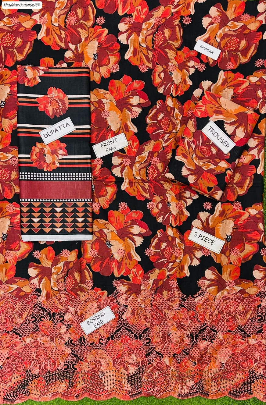 BAROQUE | KHADDAR 3 PIECE EMBROIDED UNSTITCHED WINTER SUIT