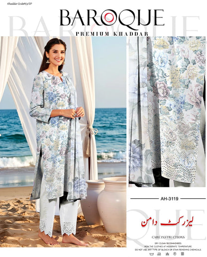 BAROQUE | KHADDAR 3 PIECE EMBROIDED UNSTITCHED WINTER SUIT