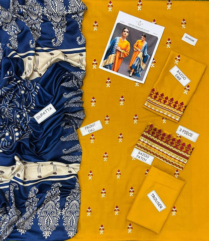 URGE | DHANAK 3 PIECE EMBROIDED UNSTITCHED WINTER SUIT