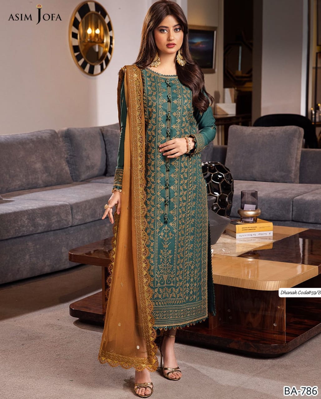 ASIM JOFA | DHANAK 3 PIECE EMBROIDED UNSTITCHED WINTER SUIT