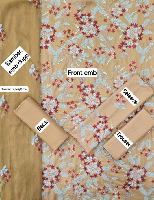 BAREEZE | DHANAK 3 PIECE EMBROIDED UNSTITCHED WINTER SUIT