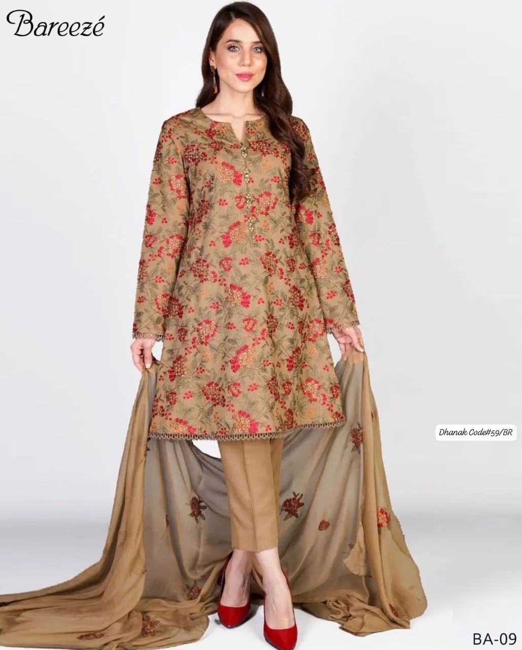 BAREEZE | DHANAK 3 PIECE EMBROIDED UNSTITCHED WINTER SUIT