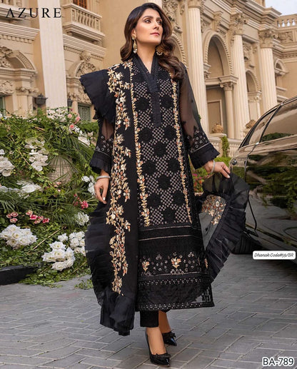 AZURE | DHANAK 3 PIECE EMBROIDED UNSTITCHED WINTER SUIT