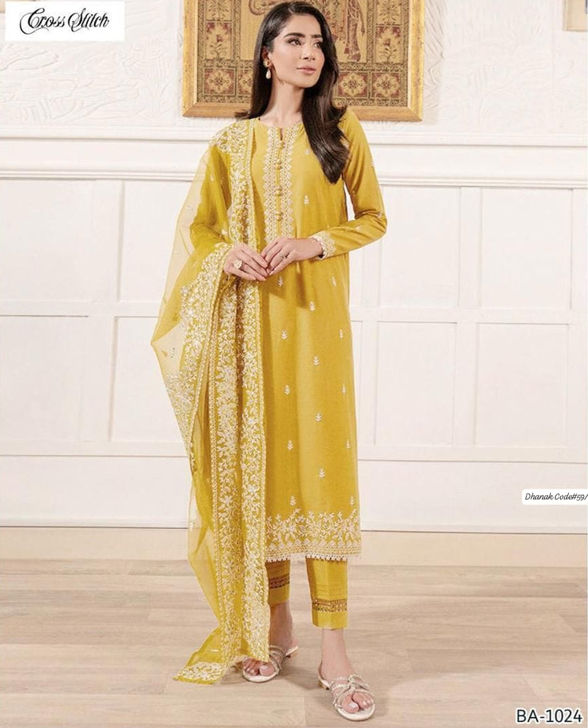 BEECHTREE | DHANAK 3 PIECE EMBROIDED UNSTITCHED WINTER SUIT