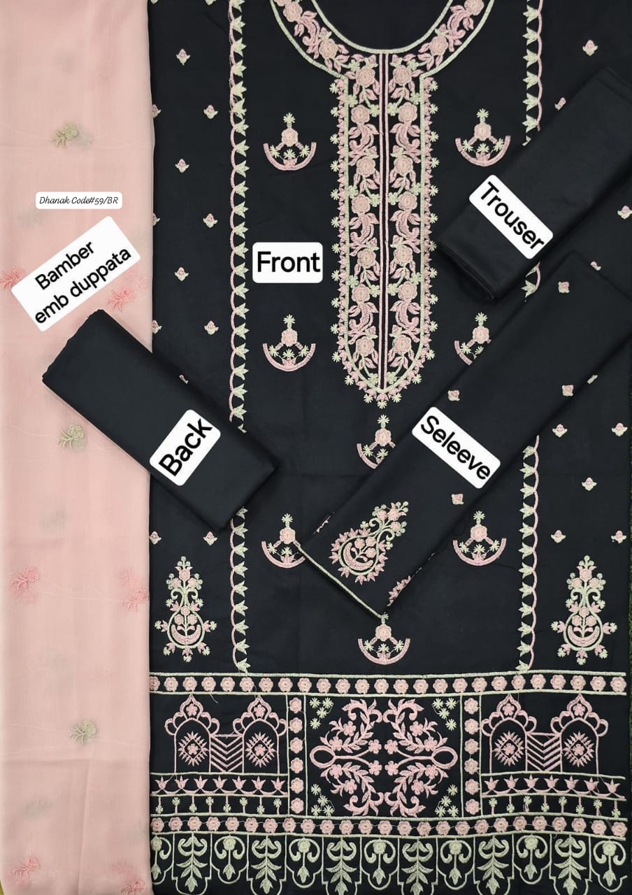 ZAIB | DHANAK 3 PIECE EMBROIDED UNSTITCHED WINTER SUIT