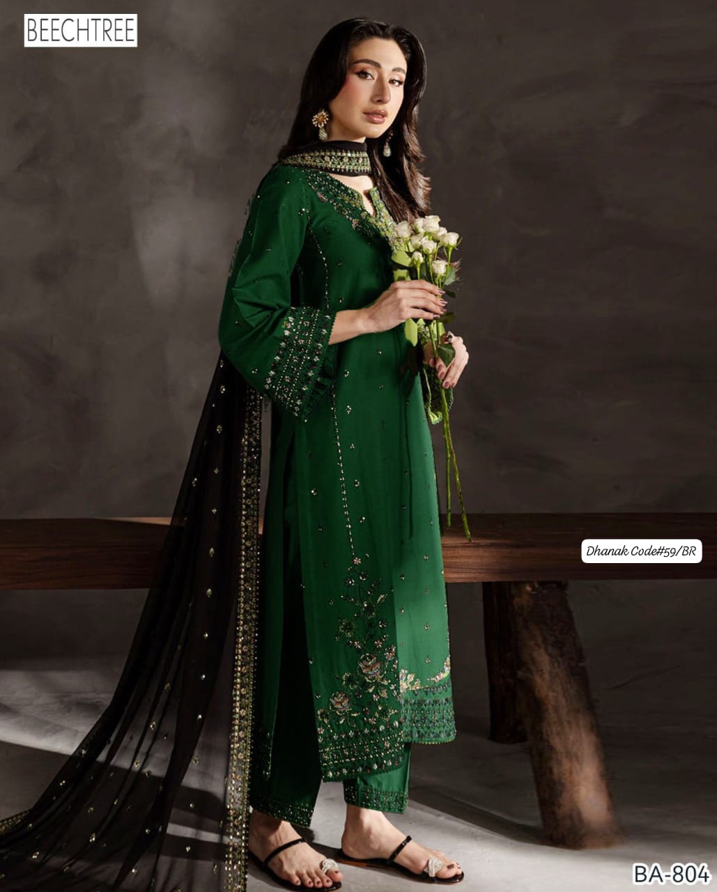 BEECHTREE | DHANAK 3 PIECE EMBROIDED UNSTITCHED WINTER SUIT