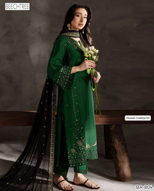 BEECHTREE | DHANAK 3 PIECE EMBROIDED UNSTITCHED WINTER SUIT