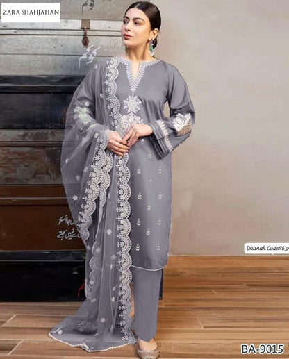 ZARA SHAHJAHAN | DHANAK 3 PIECE EMBROIDED UNSTITCHED WINTER SUIT