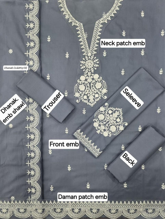 ZARA SHAHJAHAN | DHANAK 3 PIECE EMBROIDED UNSTITCHED WINTER SUIT