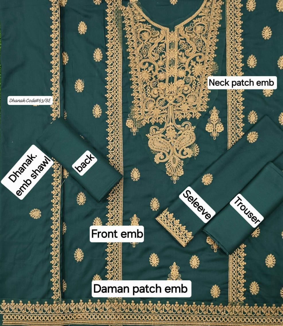 ASIM JOFA | DHANAK 3 PIECE EMBROIDED UNSTITCHED WINTER SUIT