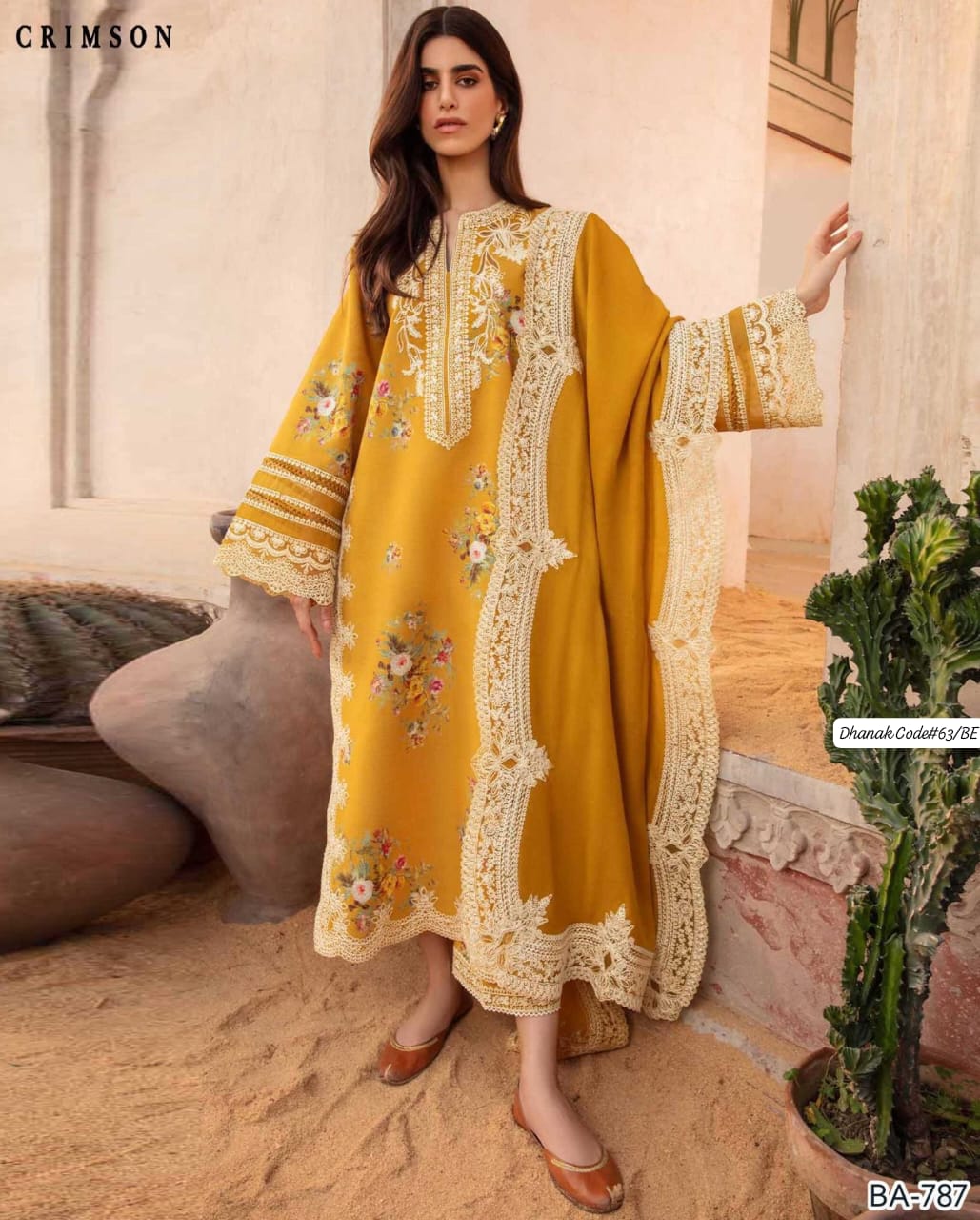 CRIMSON | DHANAK 3 PIECE EMBROIDED UNSTITCHED WINTER SUIT