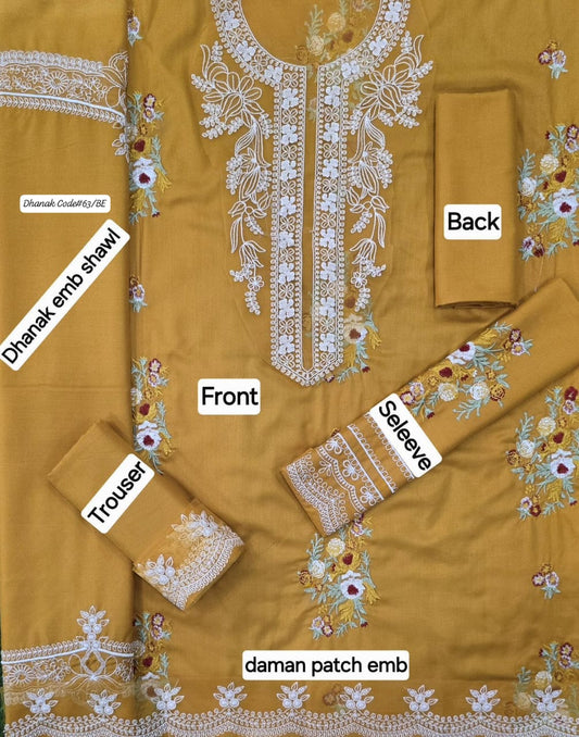 CRIMSON | DHANAK 3 PIECE EMBROIDED UNSTITCHED WINTER SUIT