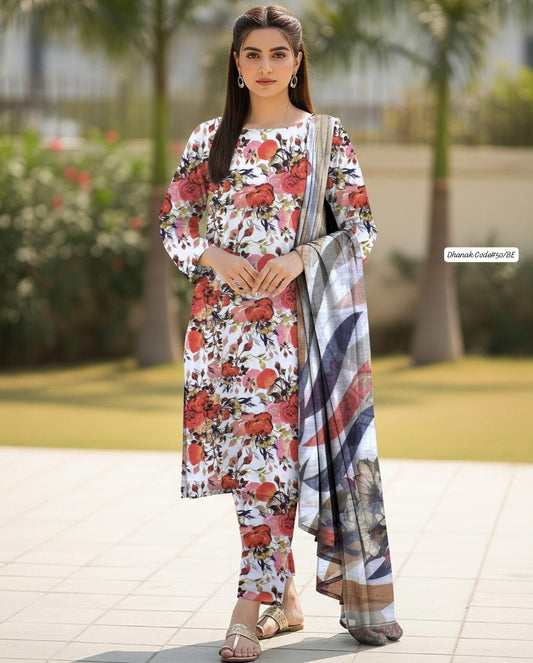 DHANAK | 3 PIECE DIGITAL PRINT UNSTITCHED WINTER SUIT