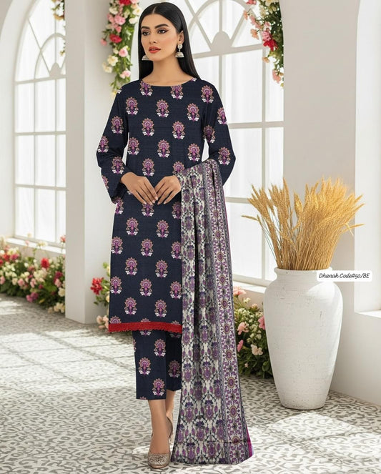 DHANAK | 3 PIECE DIGITAL PRINT UNSTITCHED WINTER SUIT