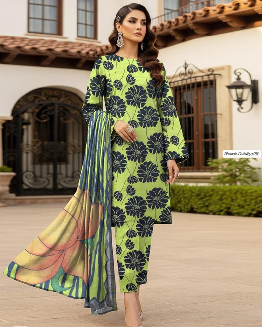 DHANAK | 3 PIECE DIGITAL PRINT UNSTITCHED WINTER SUIT