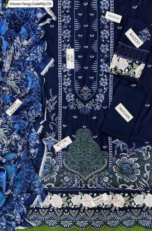 VISCOSE | PREMIUM 3 PIECE EMBROIDED UNSTITCHED WINTER SUIT