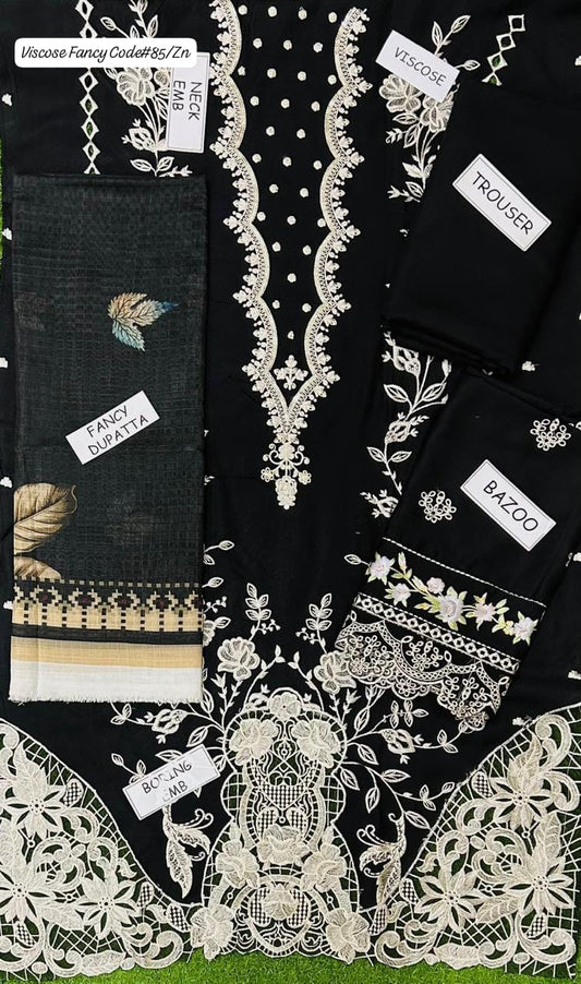 VISCOSE | PREMIUM 3 PIECE EMBROIDED UNSTITCHED WINTER SUIT