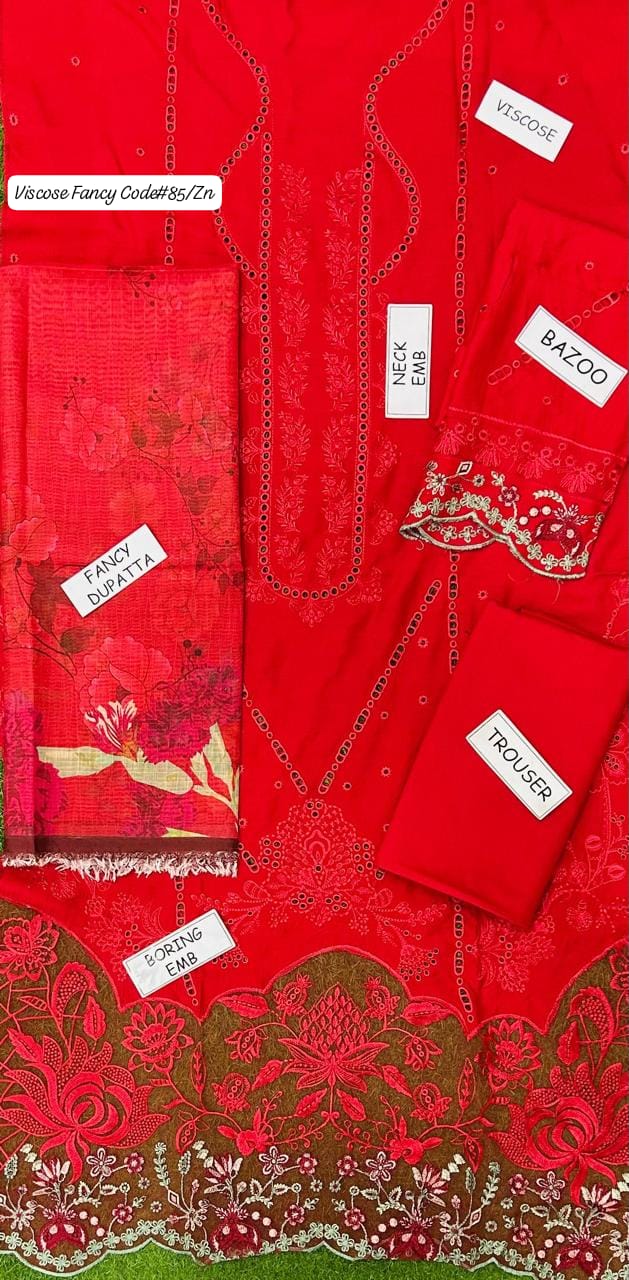 VISCOSE | PREMIUM 3 PIECE EMBROIDED UNSTITCHED WINTER SUIT