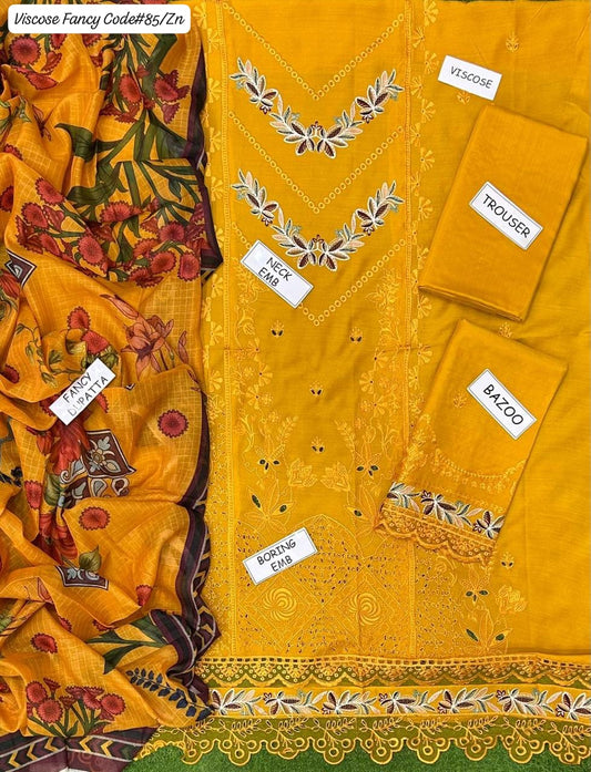 VISCOSE | PREMIUM 3 PIECE EMBROIDED UNSTITCHED WINTER SUIT