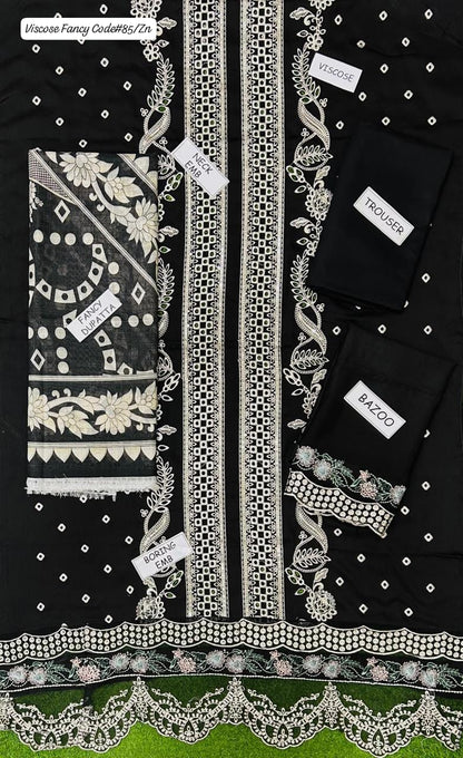 VISCOSE | PREMIUM 3 PIECE EMBROIDED UNSTITCHED WINTER SUIT