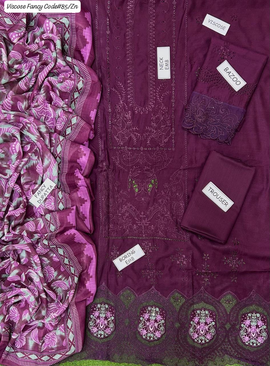 VISCOSE | PREMIUM 3 PIECE EMBROIDED UNSTITCHED WINTER SUIT