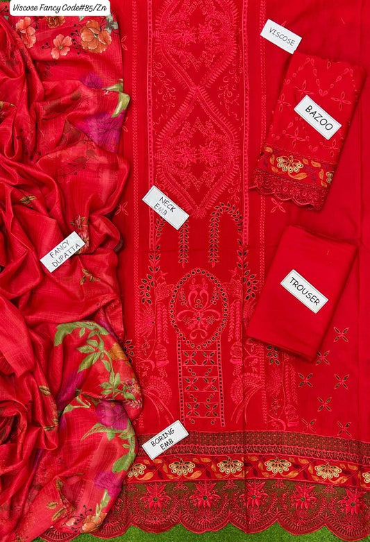 VISCOSE | PREMIUM 3 PIECE EMBROIDED UNSTITCHED WINTER SUIT