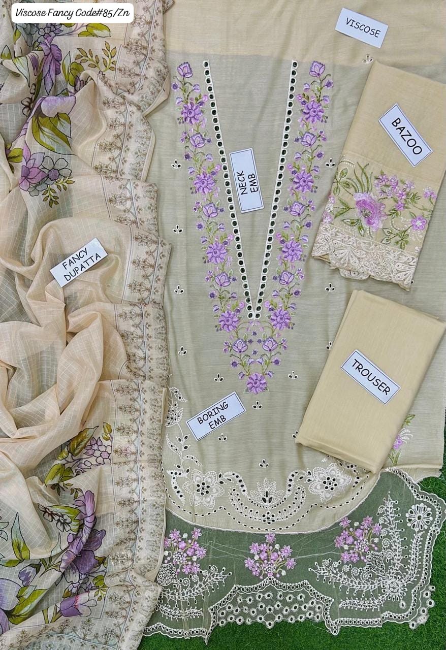 VISCOSE | PREMIUM 3 PIECE EMBROIDED UNSTITCHED WINTER SUIT