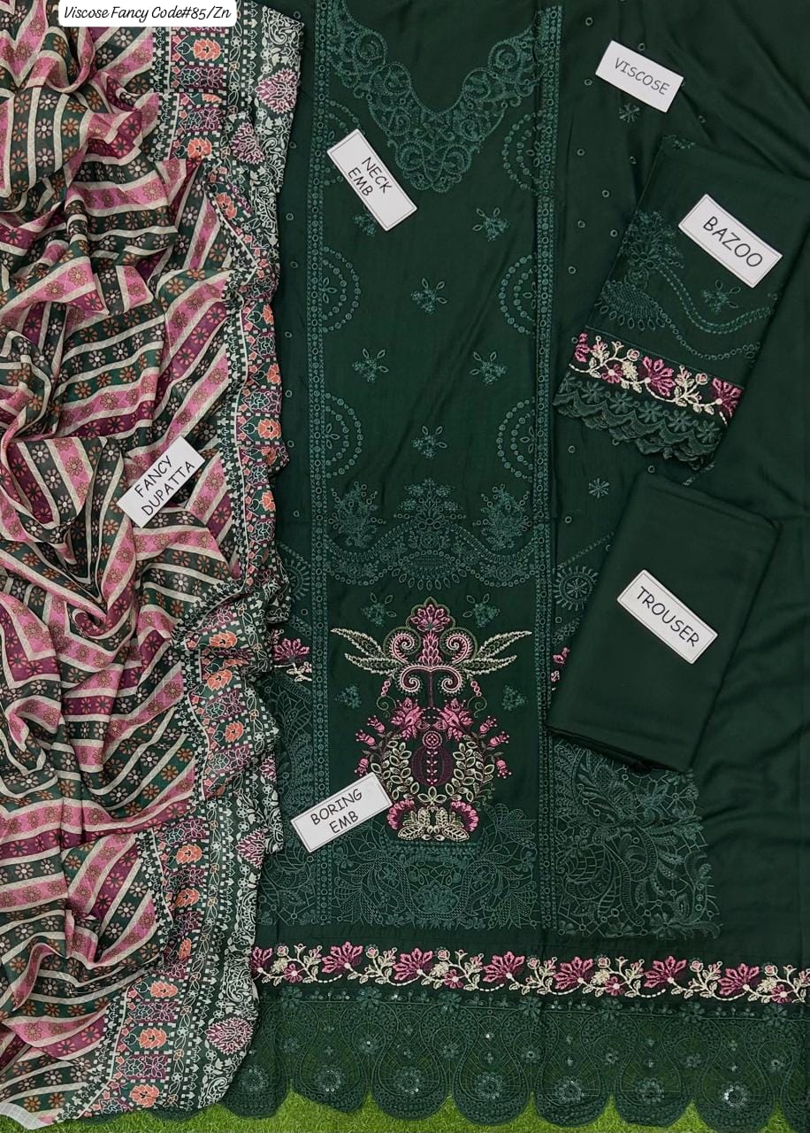 VISCOSE | PREMIUM 3 PIECE EMBROIDED UNSTITCHED WINTER SUIT