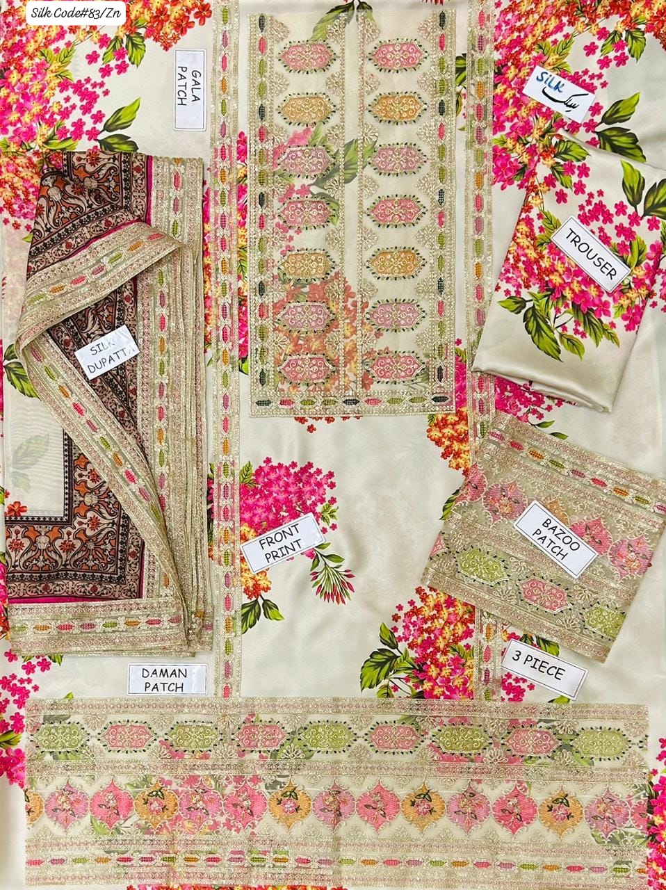 PREMEMIUM LUXURY SILK DRESS | 3PEC UNSTICHED.