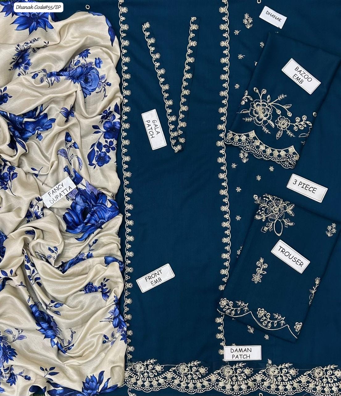 ZARA SHAHJAHAN | PREMIUM 3 PIECE DHANAK EMBROIDED UNSTITCHED WINTER SUIT