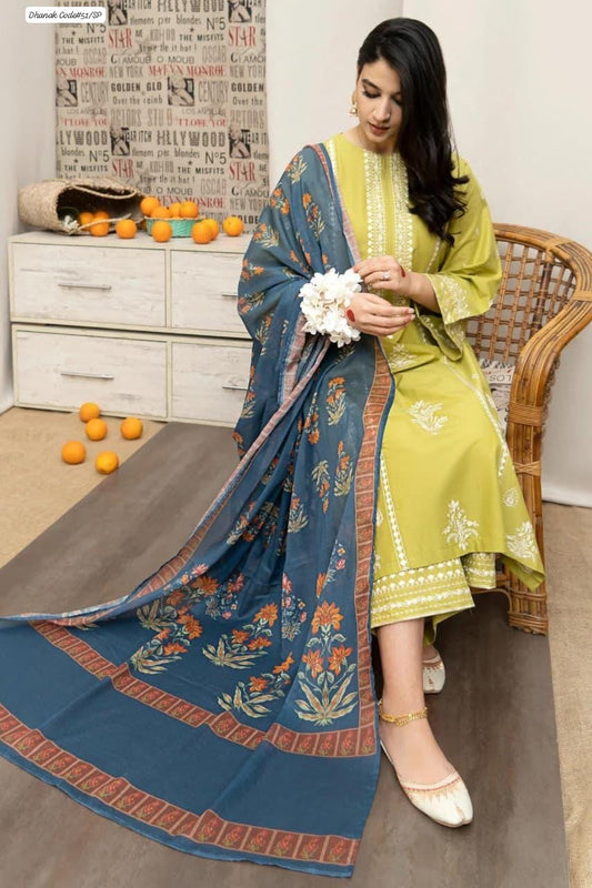 PREMIUM DHANAK 3PC EMBROIDERED SUIT