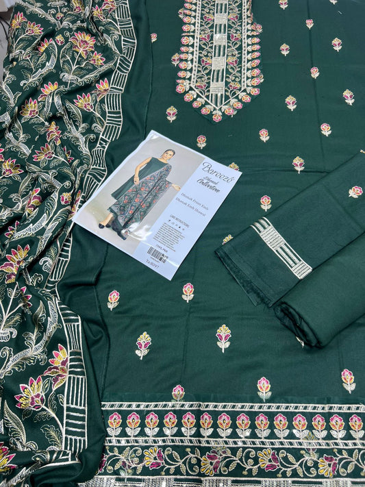PREMIUM BAREEZE 3 PIECE DHANAK EMBROIDERED UNSTITCHED SUIT