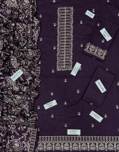 PREMIUM BAREEZE 3 PIECE DHANAK EMBROIDERED UNSTITCHED SUIT
