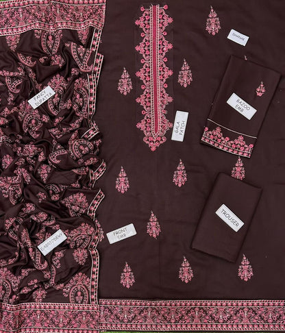 PREMIUM BAREEZE 3 PIECE DHANAK EMBROIDERED UNSTITCHED SUIT