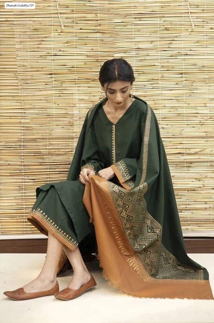 DYOT | DHANAK 3 PIECE BRANDED QUALITY UNSTITCHED WINTER SUIT