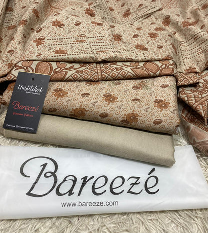 BAREEZE | 3 PIECE DIGITAL PRINT UNSTITCHED WINTER SUIT